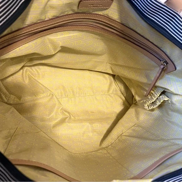 STELLA & DOT "How Does She Do It" Purse/ Tote Blue & White Stripe Adjustable - Picture 11 of 13